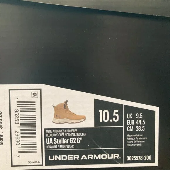 Under Armour Stellar G2 6” Mens 10.5 Tactical Hiking Boots Light Brown - Picture 6 of 6